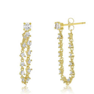 Nouvelles boucles d'oreilles de luxe pour femmes, plaquées or, avec diamants naturels, personnalisables pour les commandes en gros, haute qualité, best-seller - Product Image 1