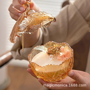 <b>Flower</b> Mo Amber Scented Candle Gift Box Round Flameless <b>Diffuser</b> Luxury Home Decor Birthday Gift - Product Image 3