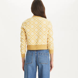 <span class=keywords><strong>Cardigan</strong></span> a manica lunga di alta qualità maglione lavorato a maglia gialla <span class=keywords><strong>Cardigan</strong></span> <span class=keywords><strong>donna</strong></span> Top corto con Design a bottone - Product Image 3