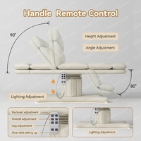 Table de massage électrique professionnelle MadamCenter avec bande lumineuse LED et revêtement en cuir médical de qualité supérieure pour salon de beauté
