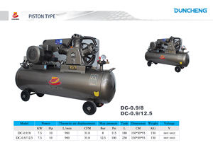 Compressor de Ar Portátil de Pistão de Três Cilindros de 1,5kW a 7,5kW 10HP com Rodas Giratórias 8 Bar/115 PSI Lubrificado por Correia - Product Image 6