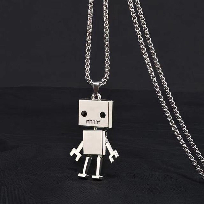 Xl0035 robot carré argent avec chaîne en acier 70cm