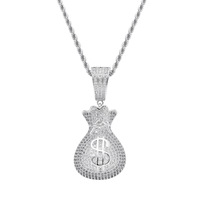 Pendentif porte-monnaie en zirconium, collier en laiton et zircon pour homme