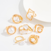 Ensemble de bagues irrégulières creuses en imitation perle style baroque rétro pour femme, élégante, accessoires de bijoux, cadeau