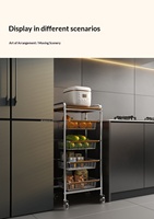 Carrito de Almacenamiento para Cocina, Estante con Ruedas, Estante Móvil de Acero al Carbono para Cocina, Baño, Organizador de Aperitivos