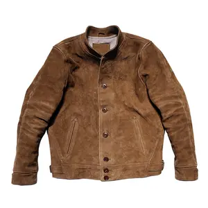 2022 Men Luxury Pleated Genuine Sheep Skin Goat Leather Shirt Thickened Leather Motorcycle Jacket