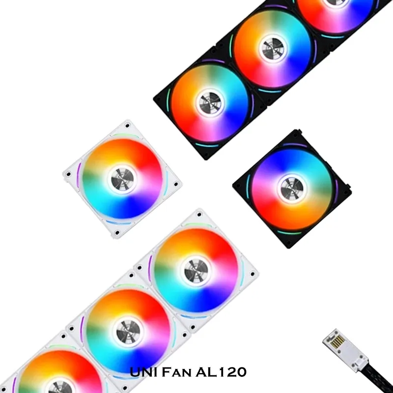 Lian Li UNI Fan AL120 ARGB Casing RGB Kipas PWM, Tanpa Kabel Ruji Bebas L-Chain Perangkat Lunak Daisy Generasi Kelas Industri 2