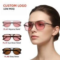 Lunettes de soleil personnalisées avec logo, teinte ambre FL-60, anti-lumière bleue 480-520nm, monture pilote haut de gamme en TR90 pour boutiques