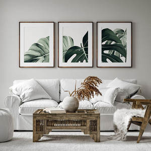 HAOWAI OEM/ODM Monstera, Tríptico de arte de pared, juego de impresión botánica, arte de pared de salón, ilustraciones de plantas, arte tropical imprimible - Product Image 3