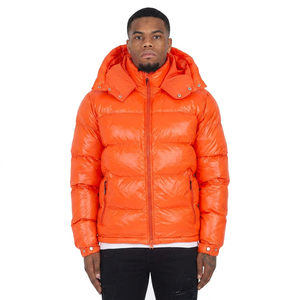 Chaquetas de Invierno para Hombre Estilo Urbano, Chaqueta Acolchada Color Naranja con Capucha, Impermeable, de Poliéster con Bolsillos, Ropa de Pakistán - Product Image 1