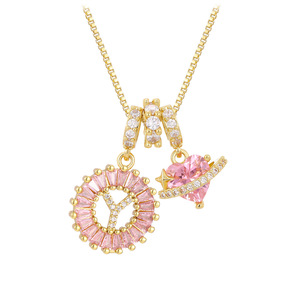 Collana con Ciondolo a Corona Personalizzata con Lettera, Gioielli di Moda per Donne e Ragazze con Zirconi, Collane con Iniziali del Nome - Product Image 2