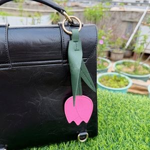 Tulip Faux Leather Pendant Flower-Shaped <b>Bag</b> Pendant Keychain Tulip Flower <b>Bag</b> <b>Charm</b> Women'S <b>Bag</b> Pendant Car Decor - Product Image 3