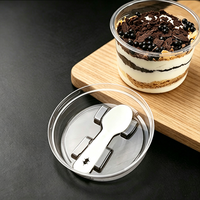 Gobelets ronds en plastique transparent pour desserts, avec cuillères et couvercles, jetables, pour mousse, pudding, yaourt, parfait, pour boulangerie