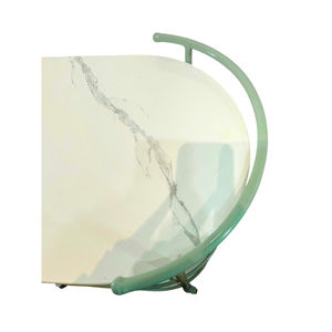 Chariot de service élégant en marbre et métal ovale, combinaison raffinée de design moderne, courbes gracieuses, prix de gros - Product Image 2