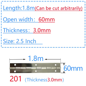 Bisagras de piano continuas OEM de fábrica Bisagra de piano larga de acero inoxidable de 180 grados - Product Image 3