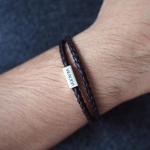 Nouveautés 2026 <span class=keywords><strong>Bracelet</strong></span> en <span class=keywords><strong>cuir</strong></span> pour <span class=keywords><strong>homme</strong></span> personnalisé gravé noir / marron avec inscription personnalisée pour montre Cadeau de luxe - Product Image 5