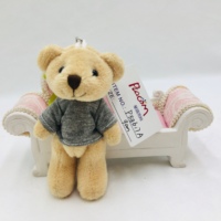 Jouets en peluche doux personnalisés par le fabricant, mini-ours en peluche avec chemise, porte-clés en peluche, poupée en peluche décorative pour sac