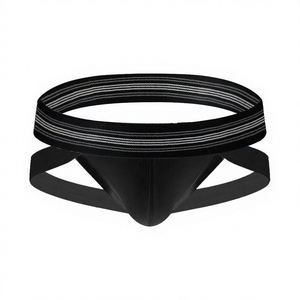 पुरुषों के काले कपास जॉकस्ट्रैप अंडरवियर 3.2 सेमी स्ट्रिप्ड बेंड सेक्सी भालू के साथ ग्रे समलैंगिक समलैंगिक जूकस्ट्रैप्स पुरुषों की ब्रिकी और बॉक्सर - Product Image 1