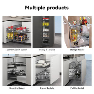 Panier rotatif universel double <span class=keywords><strong>couche</strong></span> en métal pour coin de cuisine, organisateur de rangement d'angle magique pratique et pratique - Product Image 4