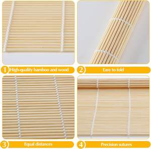 Ensemble de 1 tapis à <span class=keywords><strong>sushi</strong></span> en bambou, antiadhésif, durable, carré, 9,5" x 9,5", pour la maison et les fournitures de fête - Product Image 3