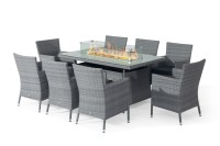 Meuble d'extérieur en osier et rotin, vente en gros d'usine, ensemble de table de feu, salle à manger, vente en gros
