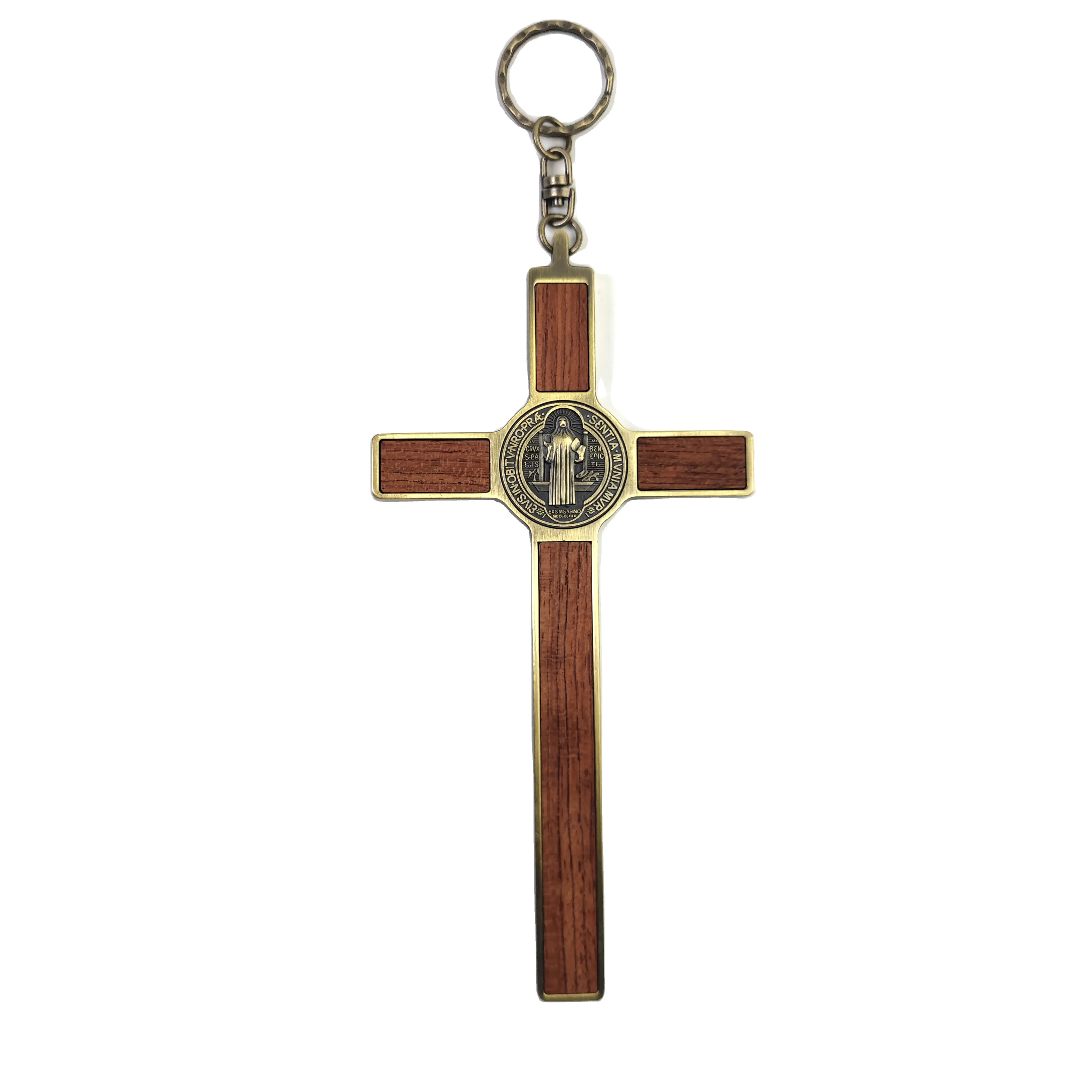 Cruz de parede crucifixo de madeira católico para parede, cruz de parede de 8 polegadas com Jesus Cristo e Inri para casa