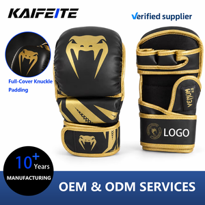 Gants de MMA personnalisés avec logo, paume ouverte, en <span class=keywords><strong>cuir</strong></span> PU, pour entraînement de kickboxing, grappling, respirants, pour hommes et femmes, OEM - Product Image 1