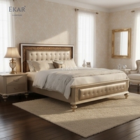 EKAR Zenith Imperial Gepolstertes Bett |   Luxuriöse Neoklassische Champagner-Schlafzimmermöbel |   Foshan Kundenspezifische Fertigungsfabrik