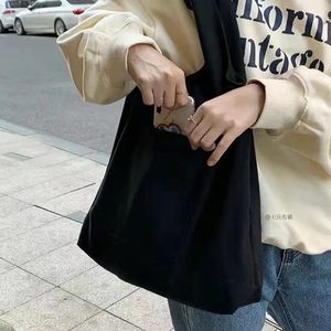 Sang Trọng Thân Thiện Với Môi Biểu Tượng Tùy Chỉnh Mua Sắm Túi Tái Sử Dụng Tái Chế Màu Đen Trắng Bông Vải Có Thể Gập Lại Mua Sắm Túi Với Túi - Product Image 3