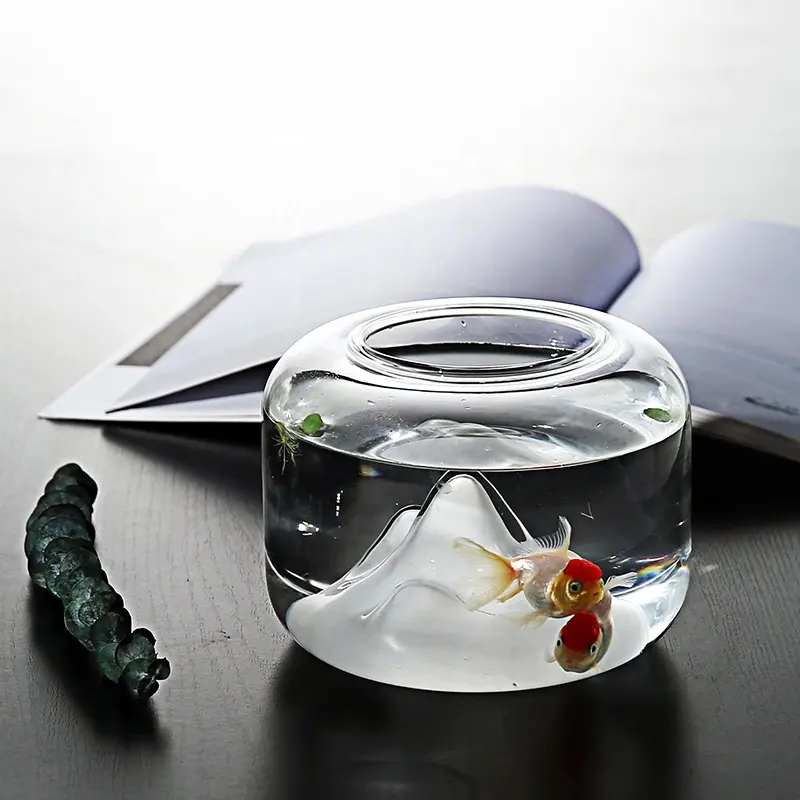 Creatieve Transparant Glas Vis Kom Sneeuw Berg Vis Tanks Desktop Micro Landschap Fish Jar Aquaria Dierbenodigdheden Home Decor