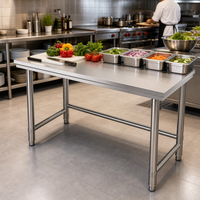 Table de travail / plan de travail en acier inoxydable sur mesure 1500-1800 mm, à un seul niveau, soudée, pour cuisine de restaurant et préparation alimentaire