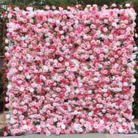 Panneau mural de fleurs artificielles personnalisé, design floral rose/rouge romantique, pour la décoration du Nouvel An, de la Saint-Valentin et des mariages