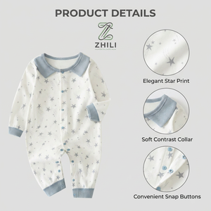 Tutina Neonato in Puro Cotone a Doppio Petto Senza Cuciture, Tutina Versatile <span class=keywords><strong>per</strong></span> Primavera Autunno Inverno, Abbigliamento da Esterno <span class=keywords><strong>per</strong></span> Neonato Maschio - Product Image 2