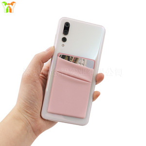 Envío directo disponible para tarjeteros de teléfono de doble capa con apertura inclinada, bolsillos para tarjetas de tela elástica, autoadhesivos para teléfono - Product Image 3