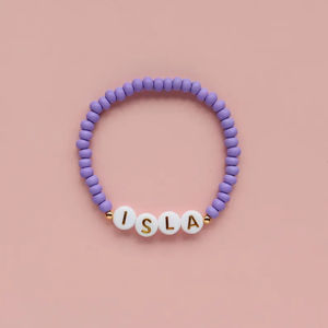 Bijoux d'amitié faits à la main Bracelet personnalisé <span class=keywords><strong>mot</strong></span> personnalisé nom graine Bracelet perlé cadeau pour les enfants - Product Image 5