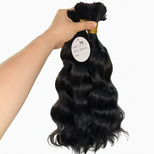 Cheveux humains vierges indiens 100 % naturels, non traités, ondulés, de type Remy, d'origine indienne, disponibles en vrac auprès d'un fournisseur direct - Product Image 1