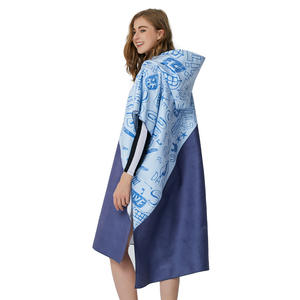 Microfibre À Capuche Plage <span class=keywords><strong>Surf</strong></span> <span class=keywords><strong>Poncho</strong></span> Microfibre Femmes Logo Imprimé Personnalisé <span class=keywords><strong>Surf</strong></span> <span class=keywords><strong>Poncho</strong></span> À Langer - Product Image 2