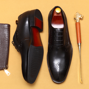 Zapatos de vestir de cuero genuino estilo británico para hombre, con cordones, con relieve, para negocios, bodas y ocasiones casuales. - Product Image 6