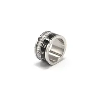 Unisex Drehbarer Spinner-Ring mit Eingelegtem Zirkon und Römischen Ziffern aus Edelstahl, Modischer Alltags-Fingerschmuck