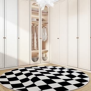 Noir <span class=keywords><strong>blanc</strong></span> acrylique à carreaux <span class=keywords><strong>tapis</strong></span> <span class=keywords><strong>rond</strong></span> antidérapant cuisine <span class=keywords><strong>bain</strong></span> <span class=keywords><strong>tapis</strong></span> moderne salon <span class=keywords><strong>tapis</strong></span> pour hôtel Villa hospitalité - Product Image 5