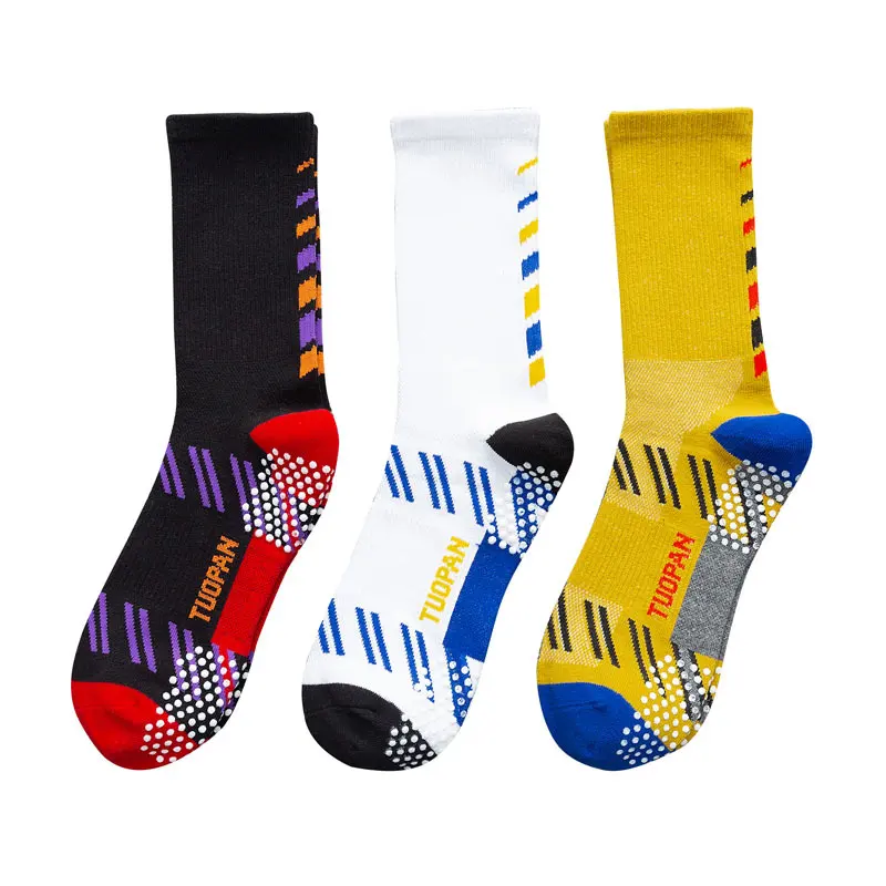 Cotton rich sport grip socks coolmax sport cycling socks custom logo crew sports socks