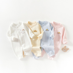 Combinaisons pour bébé en coton pur sans couture, vêtements pour nouveau-nés, printemps automne, combinaison tricotée unisexe, couche de base - Product Image 4