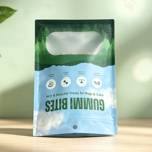 Bolsa de Mylar con Cierre y Ventana Transparente para Alimentos de Mascotas, con Impresión de Logotipo Personalizado, para Carne Seca, Golosinas Liofilizadas, con Orificio para Colgar - Product Image 1