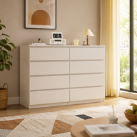 Armoire de rangement en bois de style moderne à 8 tiroirs avec compartiments cachés pour chambres, salons et hôtels