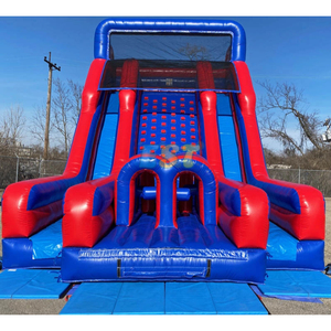 Parcours d'obstacles de mur d'escalade de glissière gonflable de glissière sèche gonflable de PVC commercial avec la double glissière pour des enfants et des adultes - Product Image 1