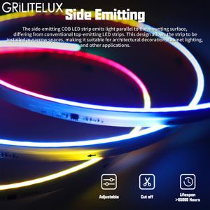 เทปไฟ LED แบบ COB พร้อมวงจรรวมในตัว RGB DC24V 630LEDs แผงวงจรพิมพ์ขนาด 8 มม. 10 พิกเซล สำหรับใช้กับจอแสดงผลและตู้โชว์ - Product Image 3