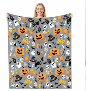 <b>Halloween</b> Pumpkin Flannel <b>Blanket</b> Throw <b>Blanket</b> Nap <b>Blanket</b> Spooky <b>Halloween</b> Decor Skin Friendly Reversible for Winter Warmth - Product Image 2