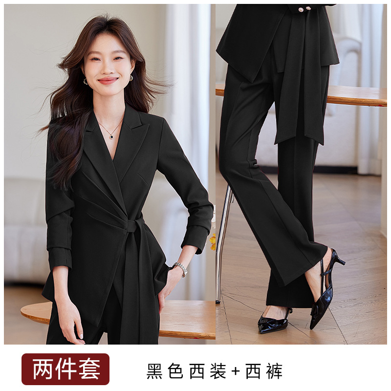 Black suit with slightly flared trousers