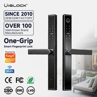 Cerradura para Puerta Corredera de Vidrio Templado y Aluminio para Exteriores, Impermeable, DQ12-S UIELOCK, Contraseña Digital, Tuya WiFi para la Nube