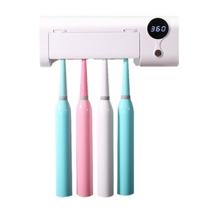 Support mural rechargeable pour brosses à dents, sans perçage, 4 emplacements, nettoyeur UV avec fonction minuterie pour salle de bain - Product Image 4